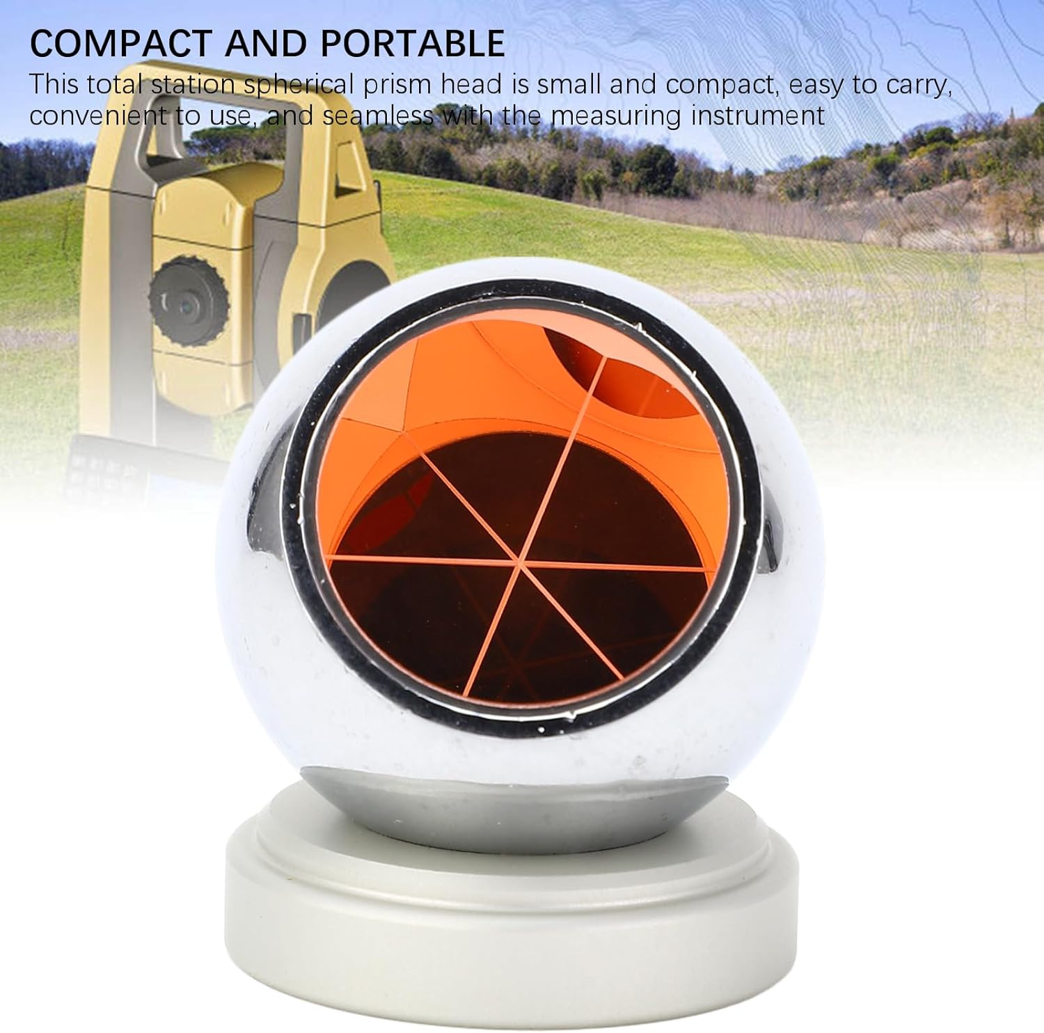 Total Station Prism Ball with Magnetic Base, Potable Total Station Reflective Sphere Ball Prism for Tunnel Bridges Monitoring Land Surveying