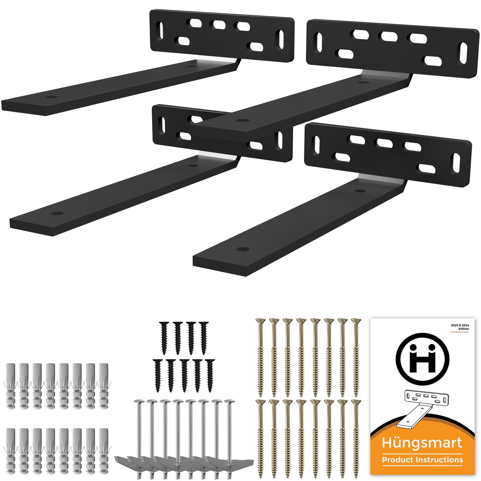 Hüngsmart - 4 soportes de estante de largo (8.5 pulgadas de profundidad x 5 pulgadas de ancho x 1 1/4 pulgadas de alto), accesorios de estantería resistentes, adecuados para decoración rústica,
