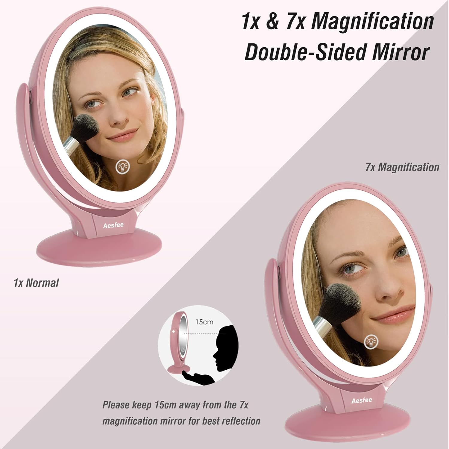 1x & 7x Magnification Double-Sided Mirror