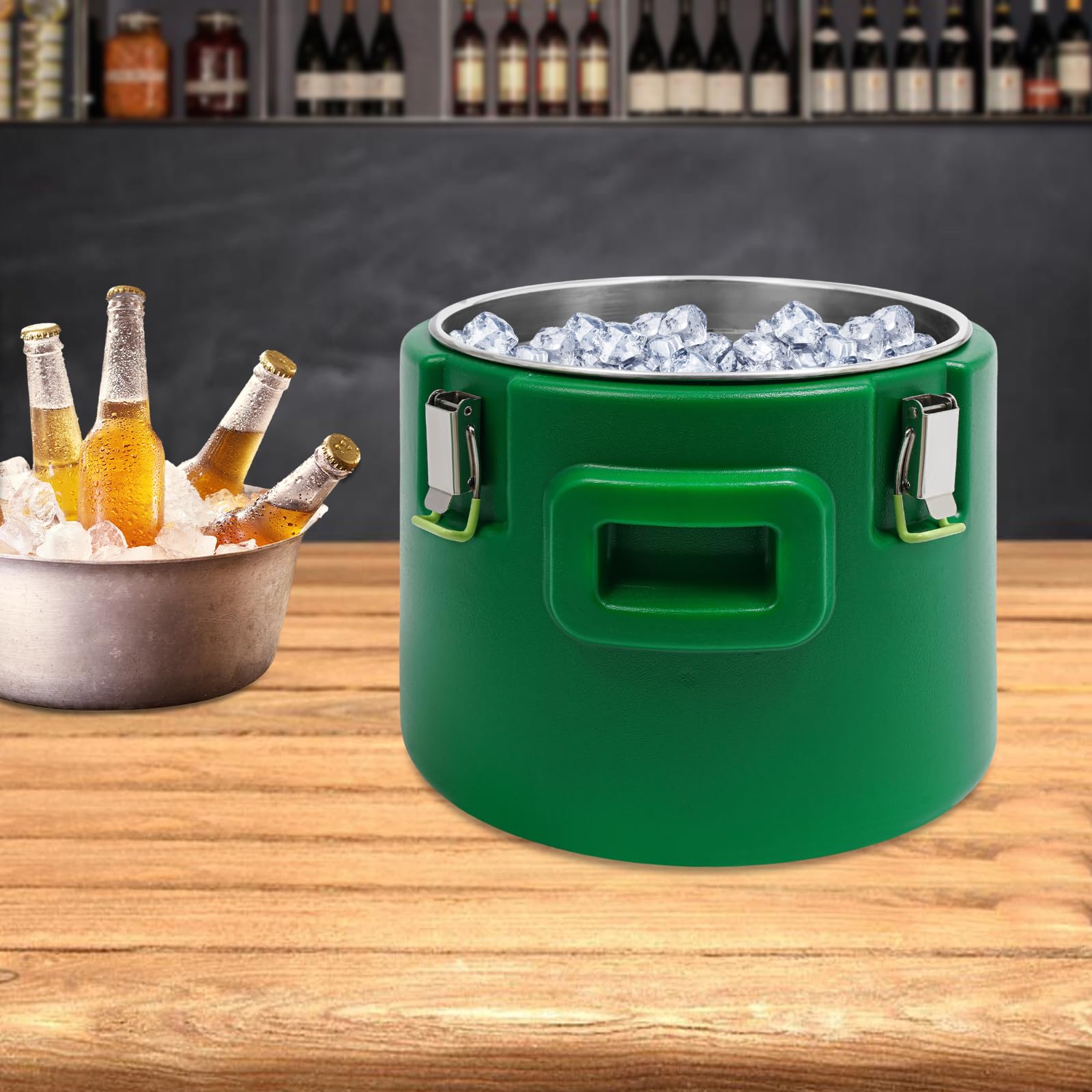 15L Thermobehälter Edelstahl mit Deckel & Tragegriffen, Isolierter Warmhaltebehälter für Speisen, Kaffee & Tee, Hält 12h heiß & kalt, für Gastro, Catering, Partys & Picknicks