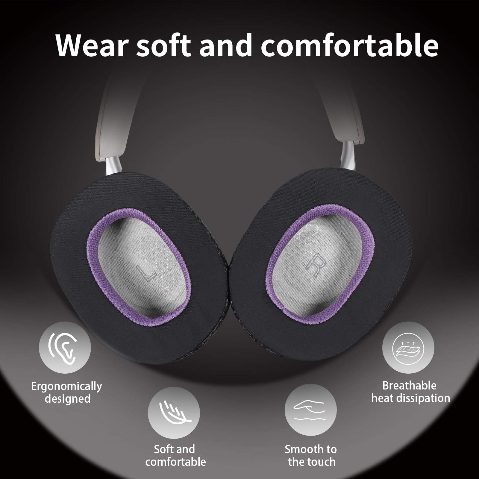 Magic Ice Gel - Cuscinetti di ricambio per Bowers & Wilkins PX7 S2/PX8, nero/viola