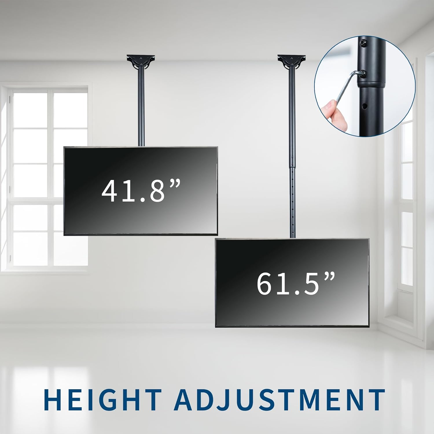 VIVO Ceiling Swivel TV Mount for 37 to 90 inch Screens, Telescoping Height Adjustment with 5ft Extension Pole, Fits Pitched/Vaulted Roof, VESA up to 800x400, Black, MOUNT-VC90-5