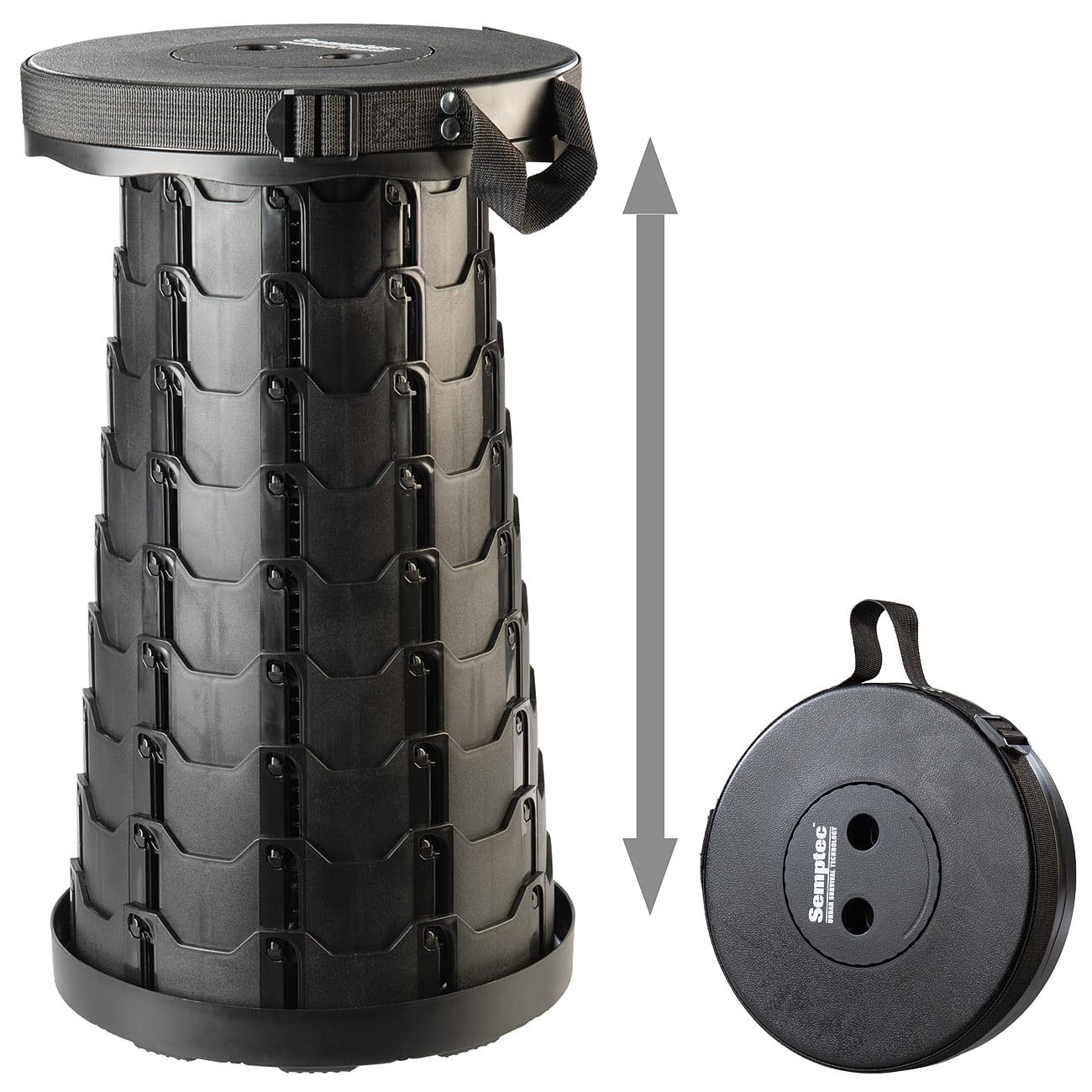 Semptec Urban Survival Technology Ausziehhocker: 4er-Set Tragbarer Teleskop-Hocker, höhenverstellbar, bis 200 kg (Sitz, Ausziehbarer Hocker, Stuhl)