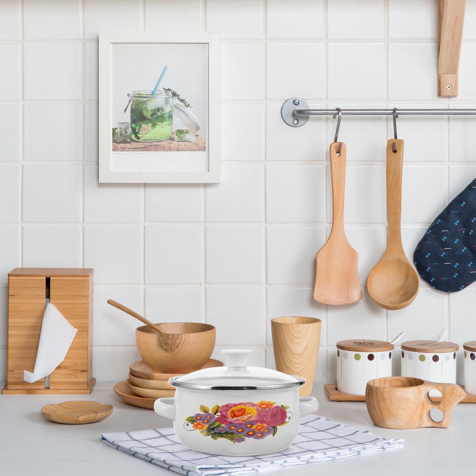 Siruishop Ensemble De 3 Mini Casseroles Émaillées Cadeaux Poignées Profondes Doubles Pour Cuisine Maison Noir