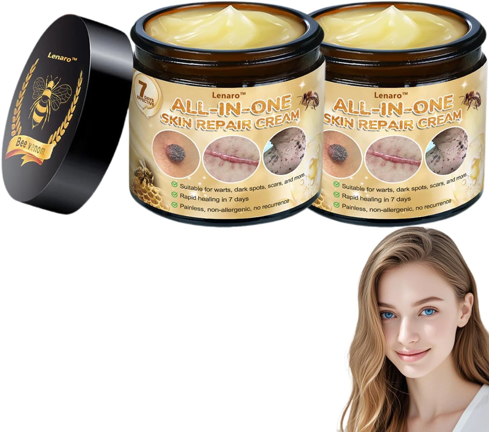 Bee Venom All-in-One Cream,Bee Venom Skin Treatment Cream,Hydrates skin and reduces blemishes (2PCS)