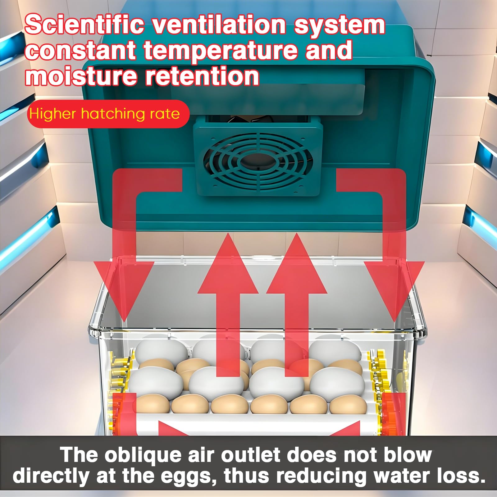 Incubatrice per uova di gallina, 36 uova, incubatrice automatica, controllo intelligente di temperatura e umidità, rotazione automatica, rulli regolabili, luce tester integrata