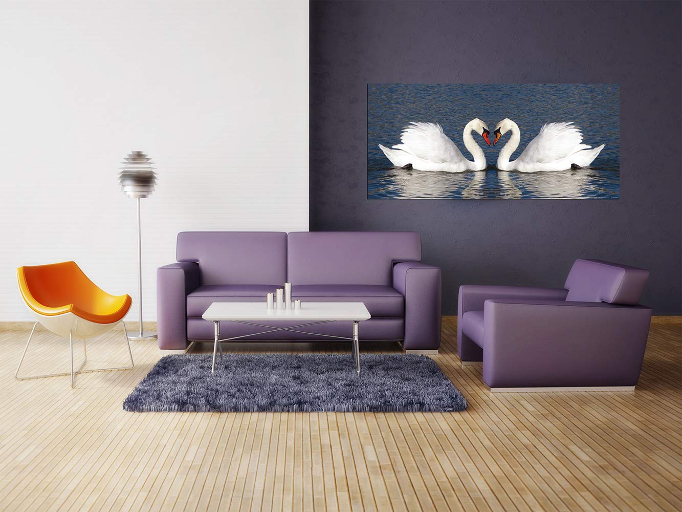 AG DESIGN Swans Giant Wall Poster, Non Woven, Multi-Colour, 202 x 90 cm - Image 2