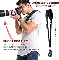 Vista 6 de Correa de cuello para cámara Waka de liberación rápida con anclaje de seguridad y correa de fijación, correa de hombro ajustable para Nikon Canon