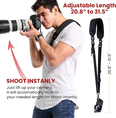 Miniatura 6 de Correa de cuello para cámara Waka de liberación rápida con anclaje de seguridad y correa de fijación, correa de hombro ajustable para Nikon Canon