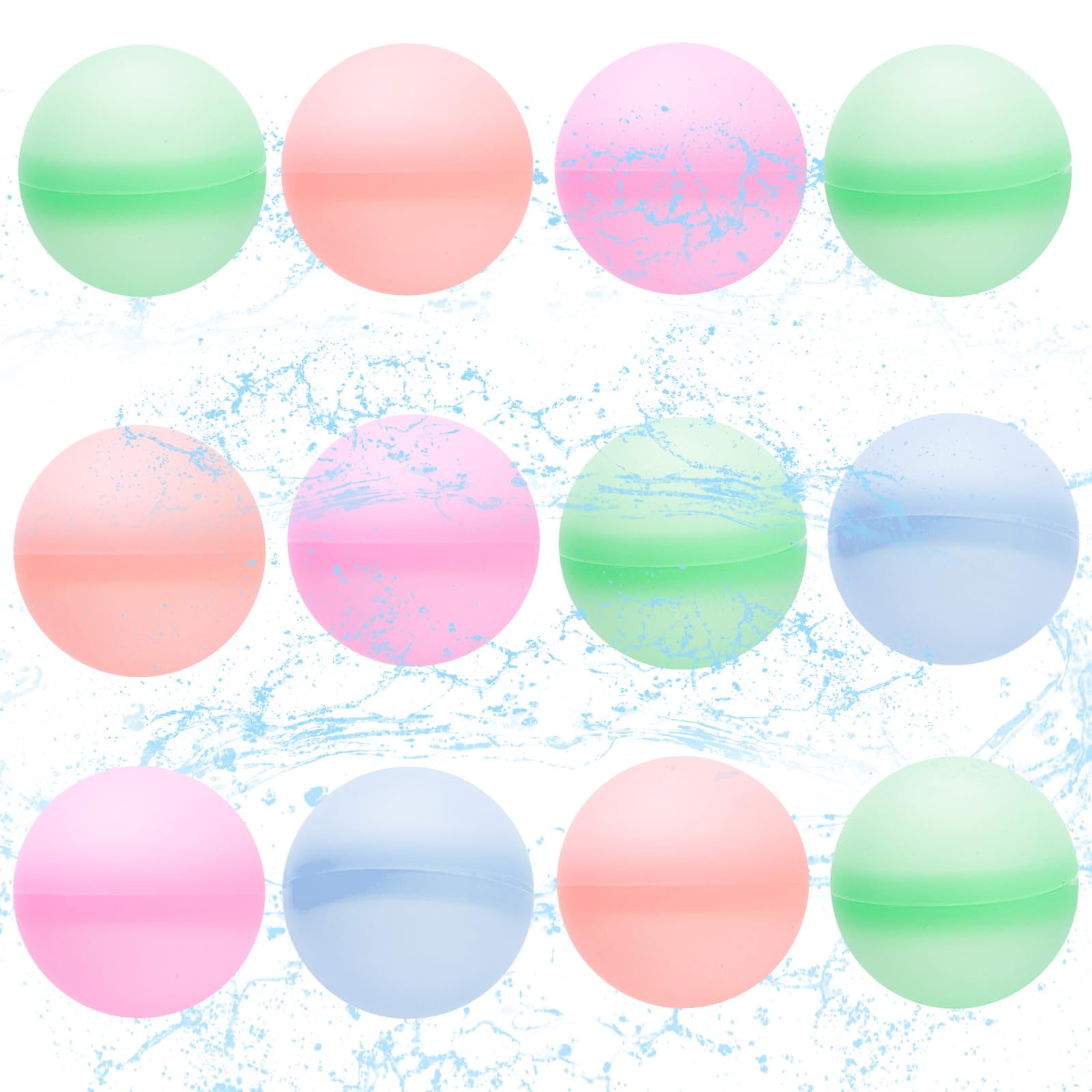 Reusable Water Balloons, Refillable Water Bomb Splash Balls Summer Fun Toy for Boys and Girls, Water Bombs for Outdoor Pool Backyard, Kids Outdoor Activities Water Games Toys 12 Pcs