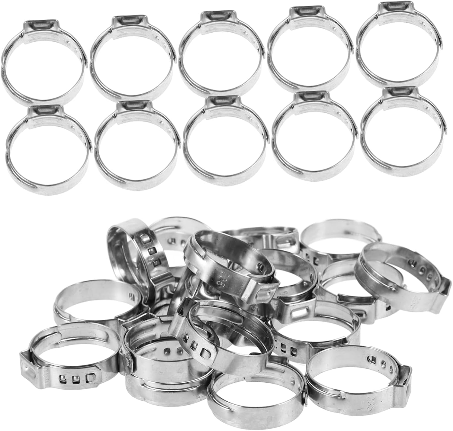 KICHOUSE 304 Stainless Steel Single Ear Clamp Pex Water Pipe 20.3-23.5mm Range 7mm Bandwidth Clamp