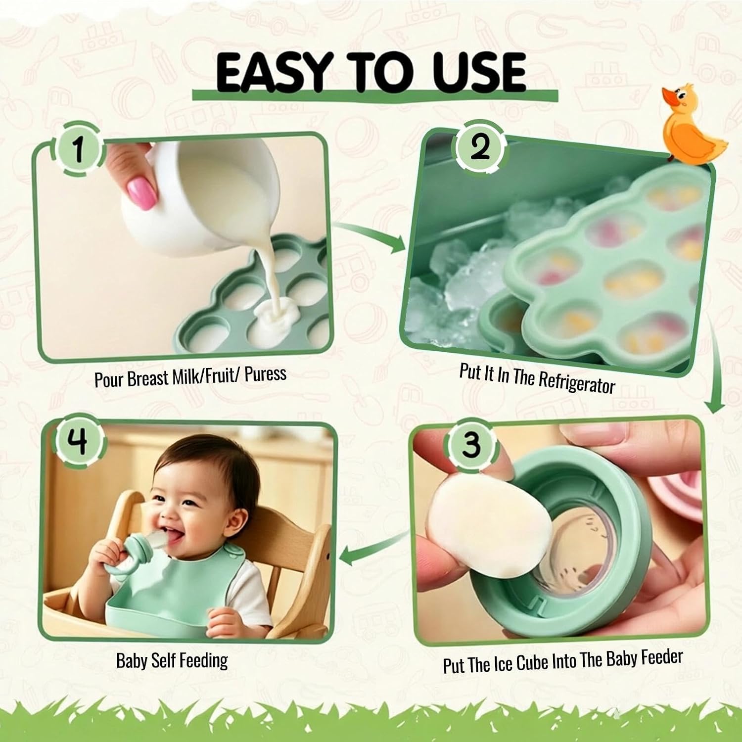 19 Pcs Silicone Baby Feeding Set Eating Essentials for Newborn | Toddler Plates and Bowls Set with Bib Sippy Cup Fruit Feeder Freezer Tray Fork & Spoon Infant Led Weaning Supplies Utensils