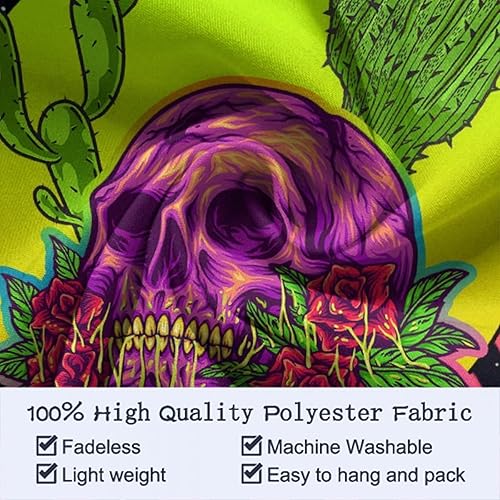 Miniatura 8 de SWEET TANG Tapiz estético Trippy Calavera reactiva a los rayos UV, cactus, esqueleto galáctico y rosa colgante de pared para habitación 40 x 60