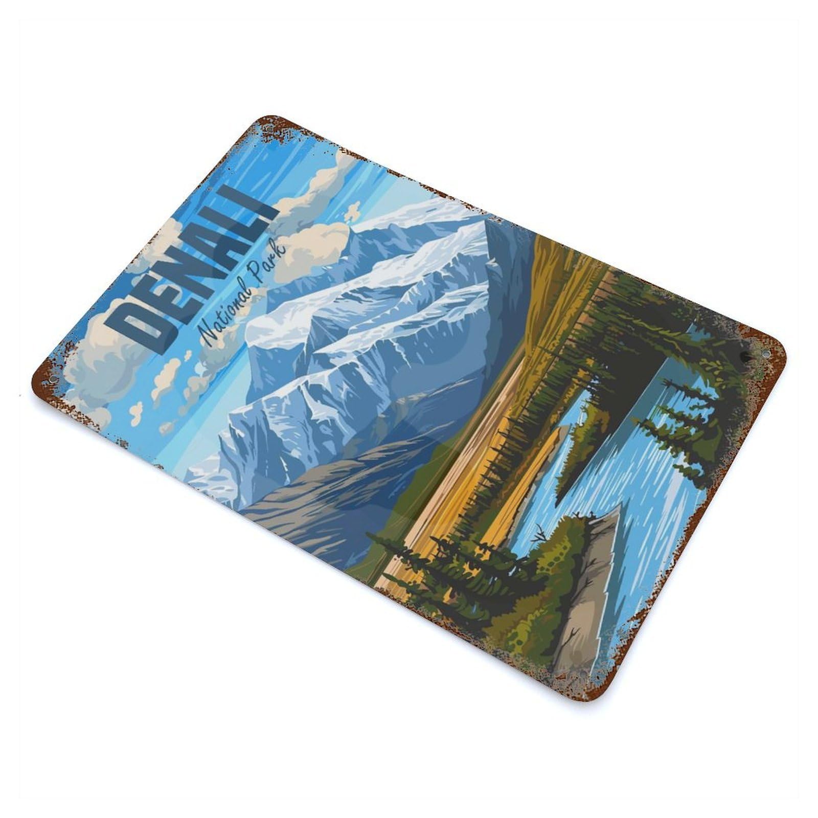 Vintage Metal Tin Sign with Denali National Park Design 11.8"x7.9", for Garage, Bar And Workshop Decor, Novelty Wall Decor