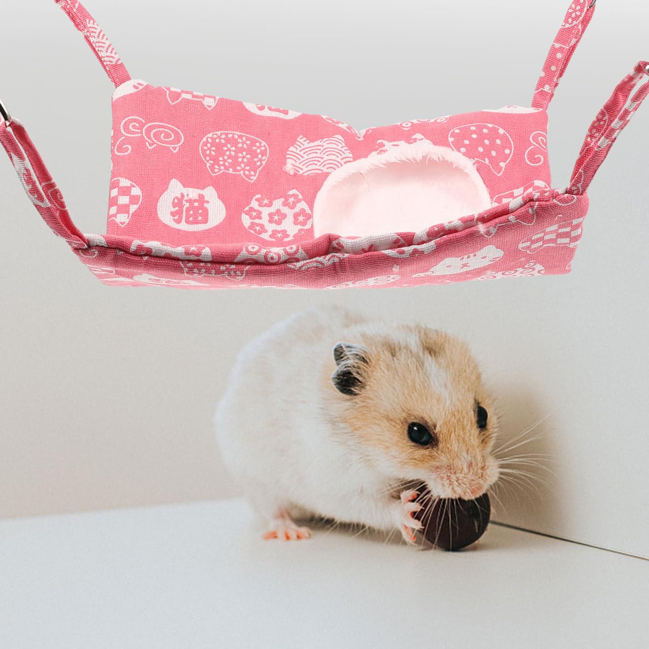 HANABASS 5piezas Cama Colgante para Hámster y Cobayas Hamaca Cálida y Cómoda Accesorio para Mascotas para Chinchillas y Pequeños Roedores Diseño De Gato Suerte