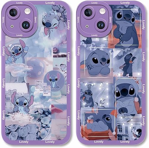 FGIAZDU Paquete de 2 bonitas fundas de teléfono de dibujos animados para iPhone 14 de 6.1 pulgadas, fundas protectoras de personajes divertidos de