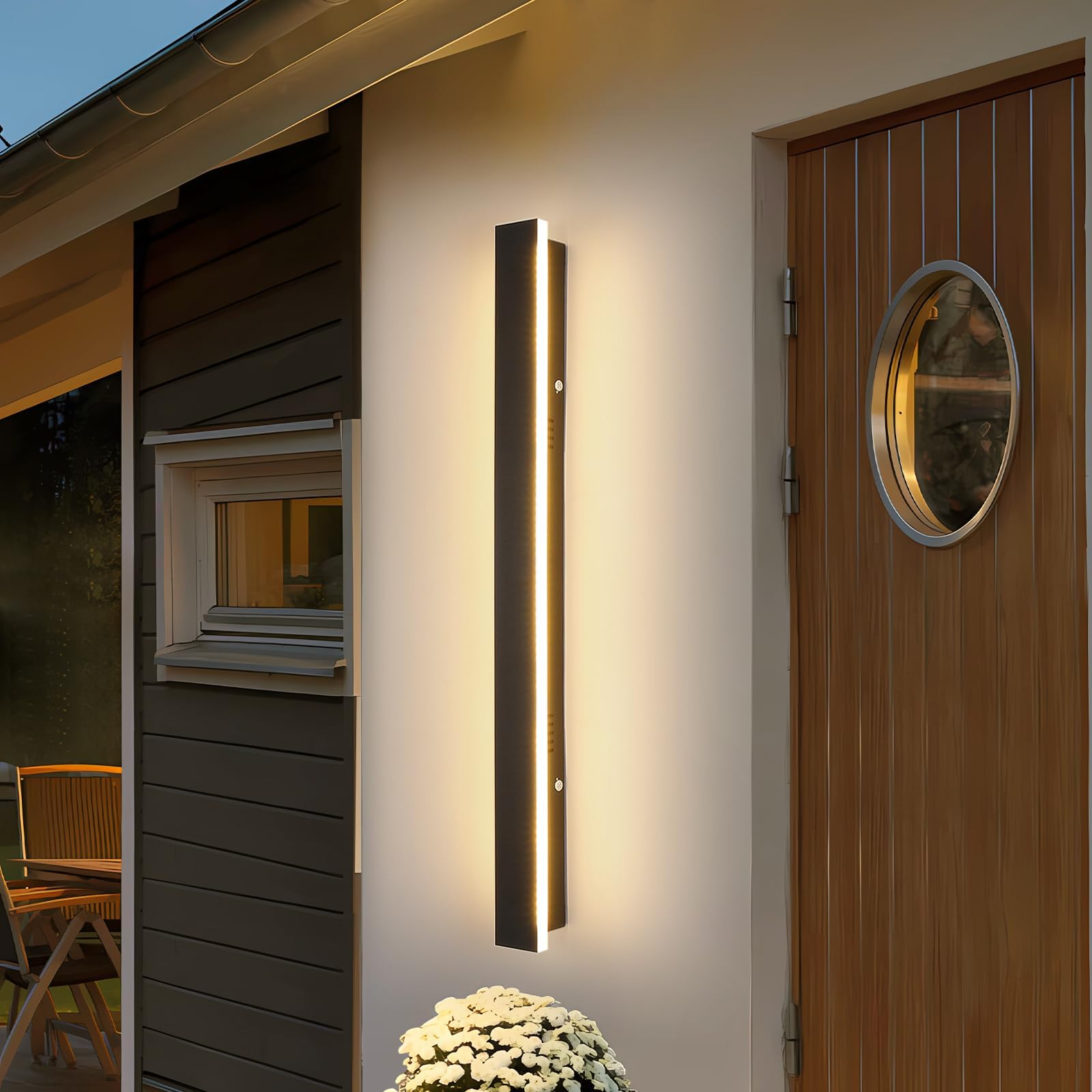 Mikeru 120cm Outdoor LED Wall Light, 42W Outdoor Fence Lights 3000k/4500k/6000k Wall Mounted Acrylic Long Strip Wall Light Porch Wall Lights for Garden Hallway Living Room
