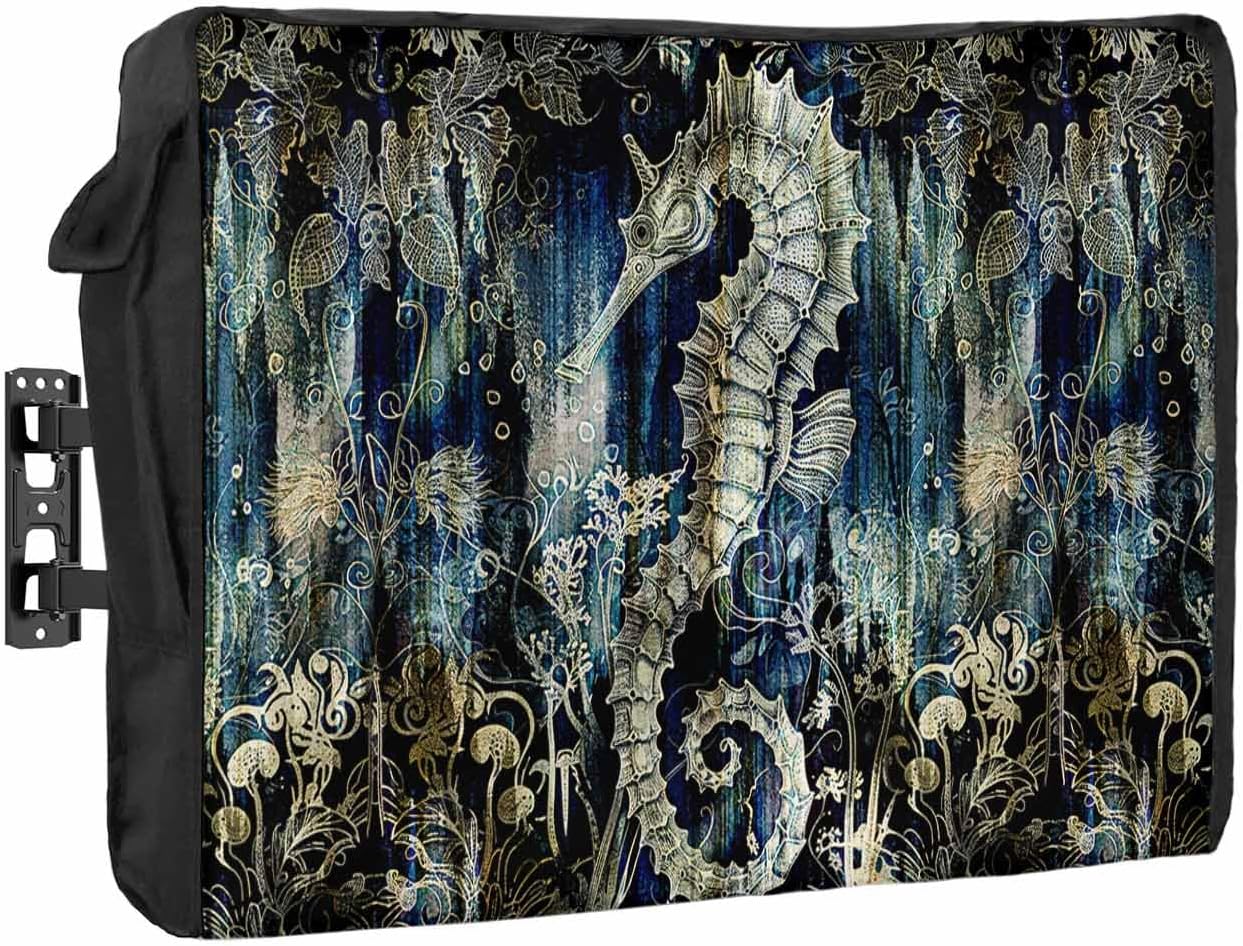 Outdoor TV Cover Colorful Striped Gradient Abstract Pattern Waterproof and Weatherproof 36"-39" LCD Movable Shield TV Display Screen Protector Outside Television Covers