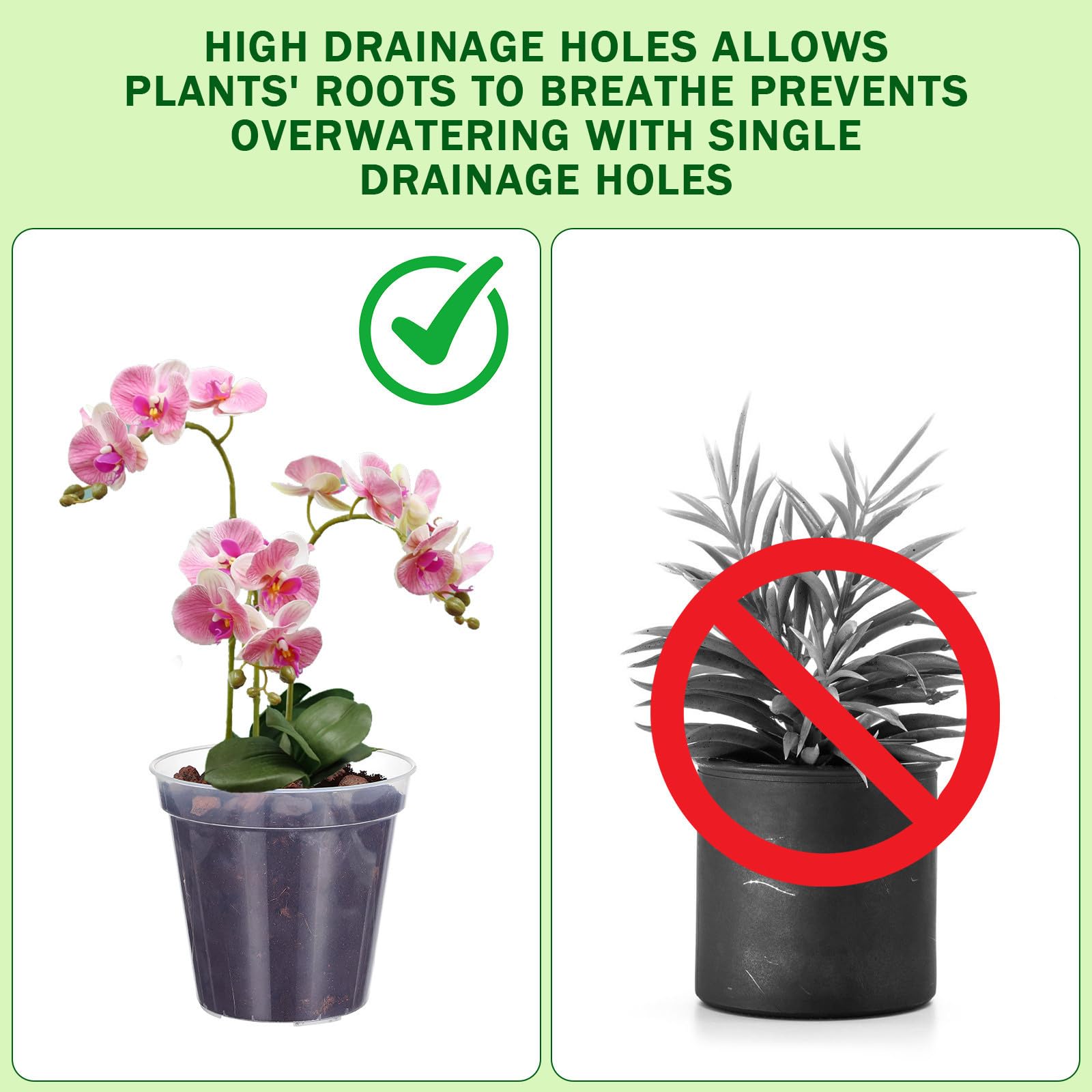 UPKOCH 10 Pièces Pot à Orchidées en Plastique Transparent avec Trous de Drainage Intégrés, Réutilisable et Polyvalent pour Plantes D'intérieur et Jardinage,
