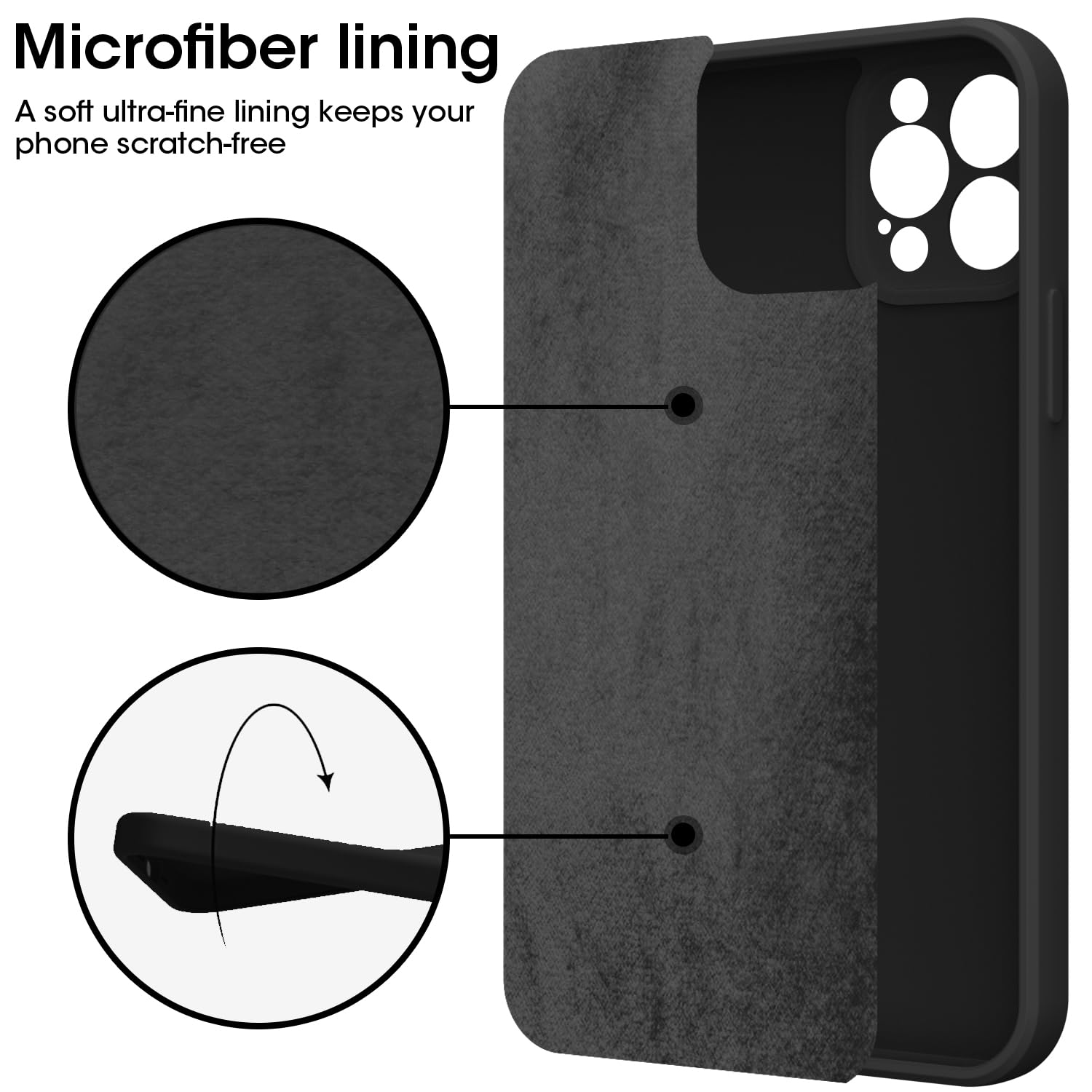 KPPIT Silicone Case Compatible with iPhone 13 Pro 6.1 inch Protective case,Ultra Slim Soft Gel Anti-Scratch,Microfiber Lining,Rubber Shockproof Case Cover for iPhone 13 Pro Black - Image 4