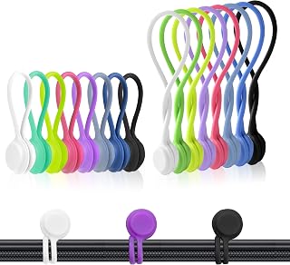 Magnetic Cable Ties, 16 PCS Reusable Silicone Magnetic Twist Ties，USB Charging Cord Organizer Cable Clips Straps for Bundling Organizing Cables Wire, Holding Stuff,Cord Wrap Keeper, Cable Management