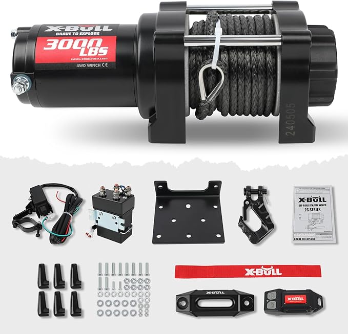 Winche Eléctrico 12V DC 3000LBS IP68 X-BULL para ATV/UTV miniatura 7