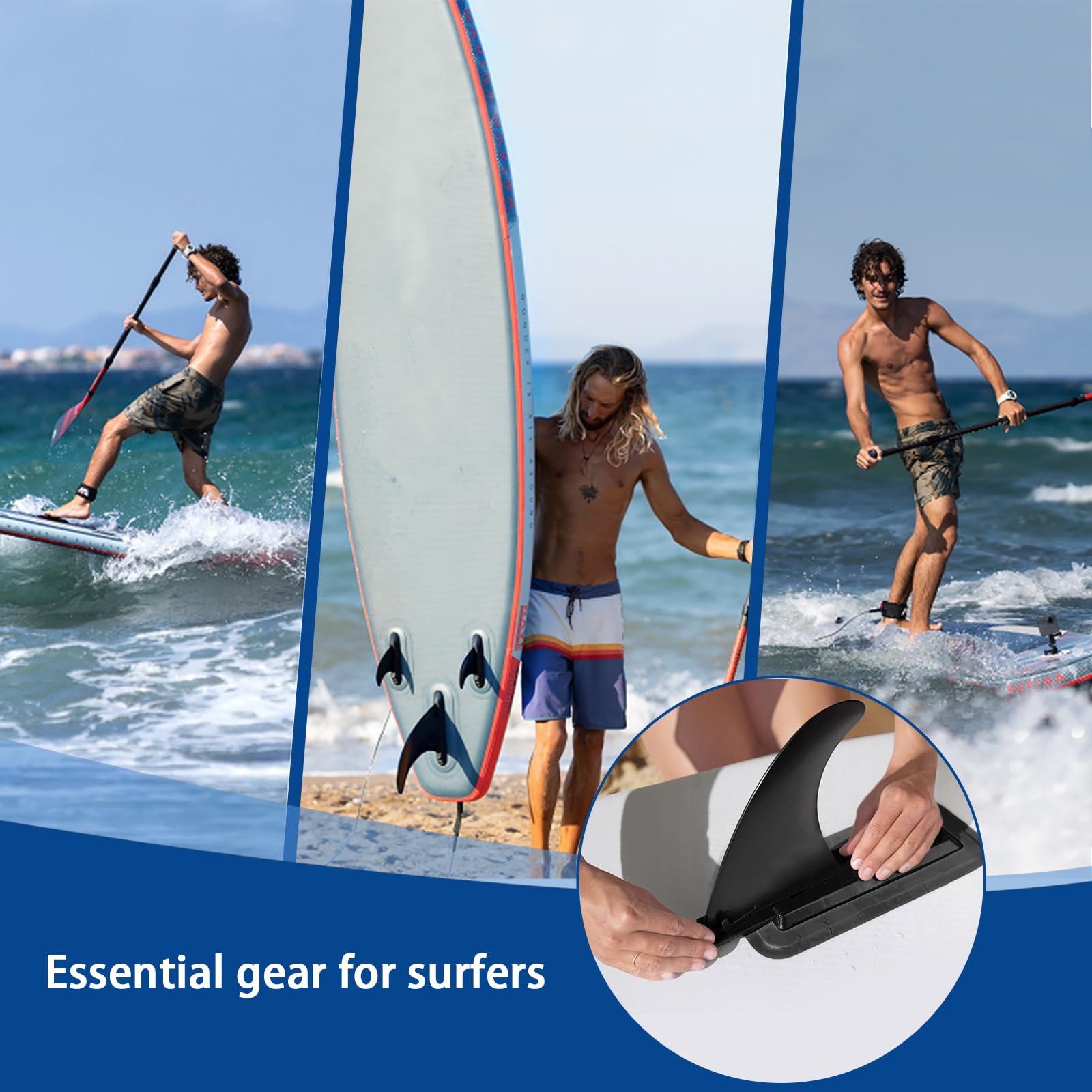 Aleta Padel Surf Desmontable para Tablas de Surf, Sup, Longboard, Kayak, Hinchables