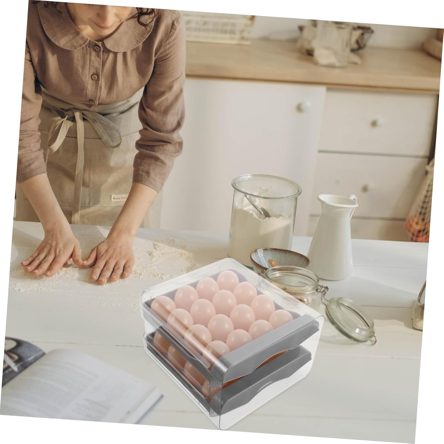 Transparent Double Layer Egg Storage Box with Lid Refrigerator Organizer Tray for Kitchen Drawer Egg Container for Freshness and Protection