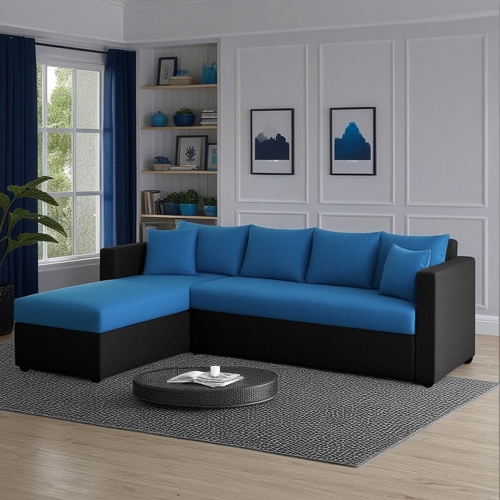 Witty Wud Phantom Fabric Sectional Sofa (Mystic Black & Blue, 6 Seater - LHS) (B0DH87F826) Amazon Price History, Amazon Price Tracker
