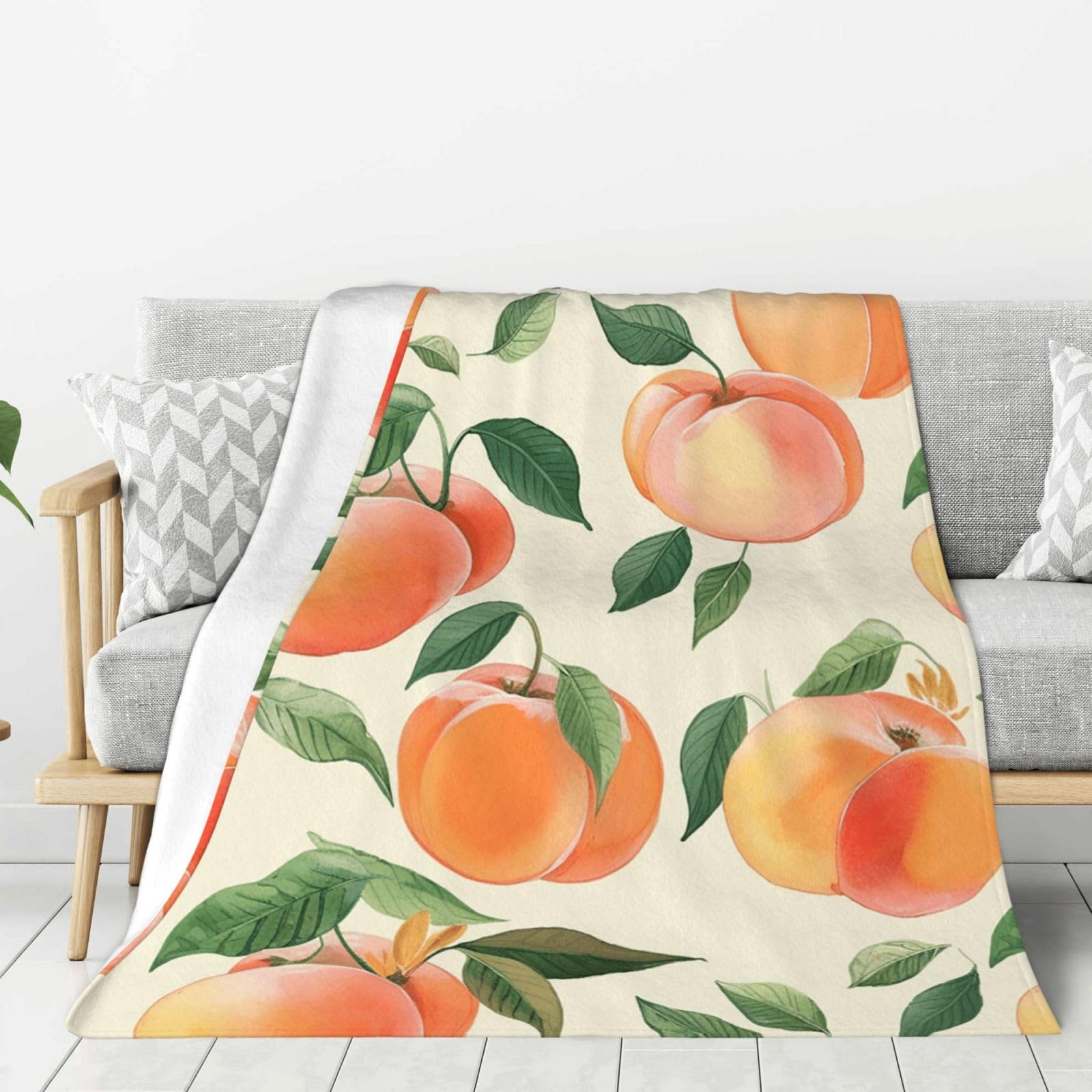 Peach Throw Blanket Plush Flannel Fleece Blanket, Soft Lightweight Cozy Blankets 60"X50" for Bed Couch Sofa Travel