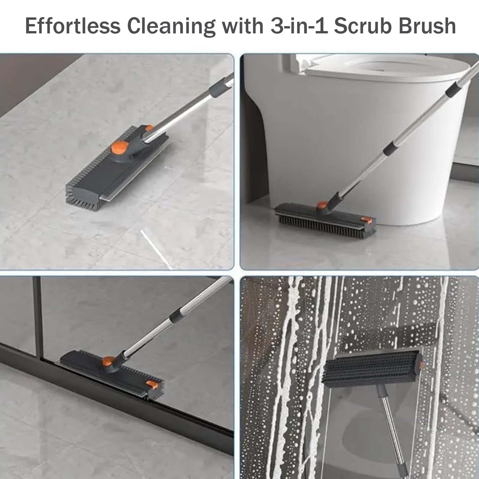 Ultimate - Cepillo de limpieza 3 en 1 para una limpieza sin esfuerzo, cepillo de limpieza de suelo con mango largo, cepillo ajustable 3 en 1, estropajo de suelo resistente para limpiar baño, bañera