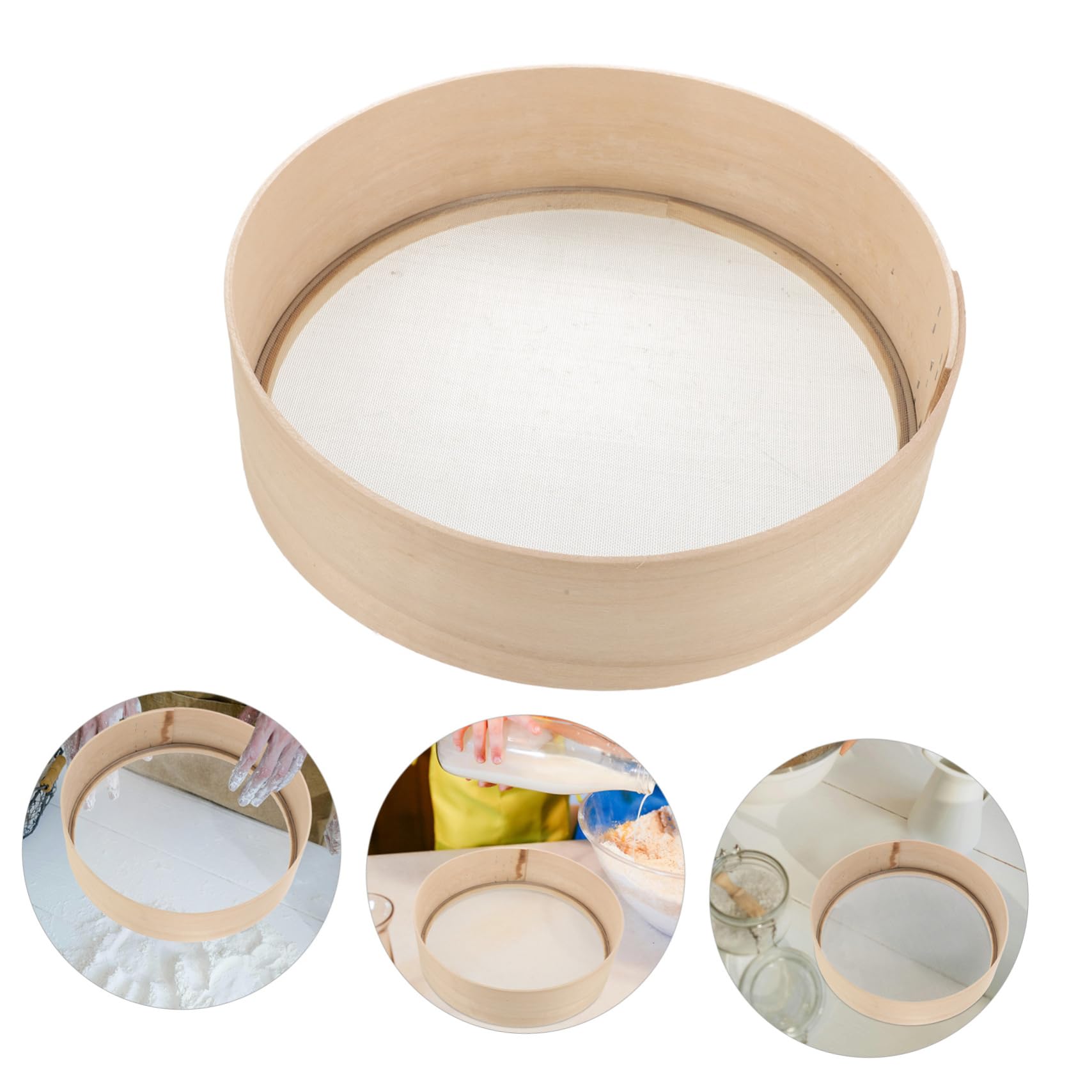 BESPORTBLE Wooden Flour Sifter Sieve Manual Baking Tool for Fine Powder Durable and Construction for Flour Cocoa and Sugar Sifting Home Baking