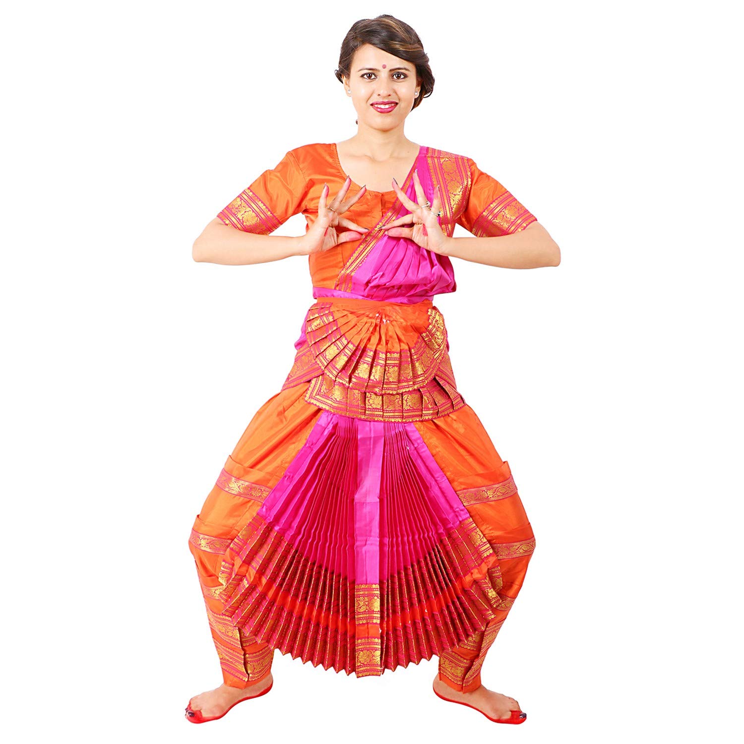 Bharatanatyam Bharatanatyamworld S Readymade Costume Pink And Orange Color (32) - Silk (B08NYWDLKR) Amazon Price History, Amazon Price Tracker