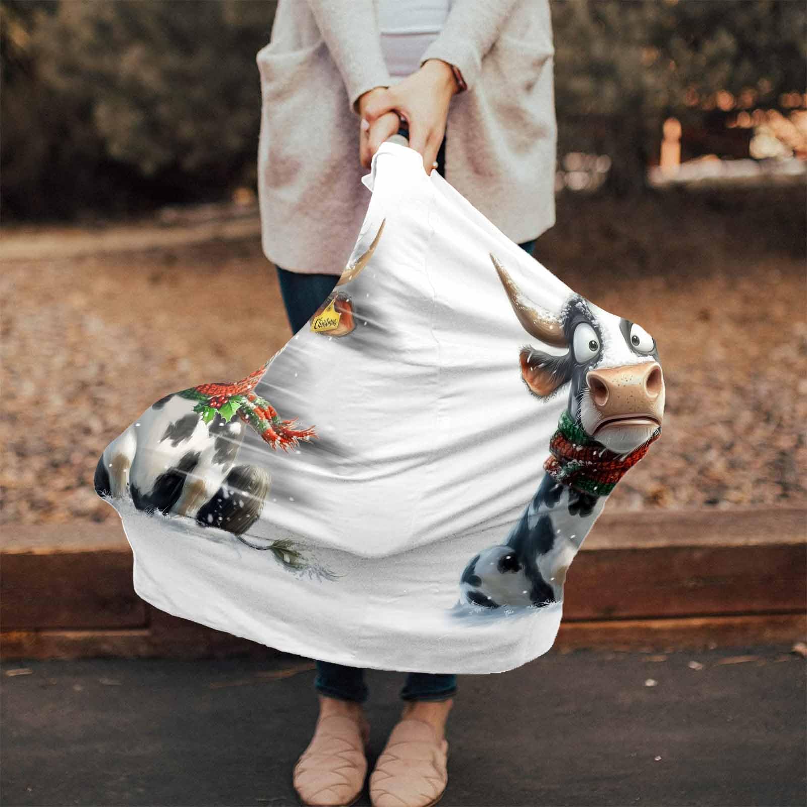 Nursing Cover for Breastfeeding Scarf, Christmas Cute Cow Scarf Baby Car Covers Super Soft Multi Use for Canopy Shopping Cart Cover Blanket Stroller Cover