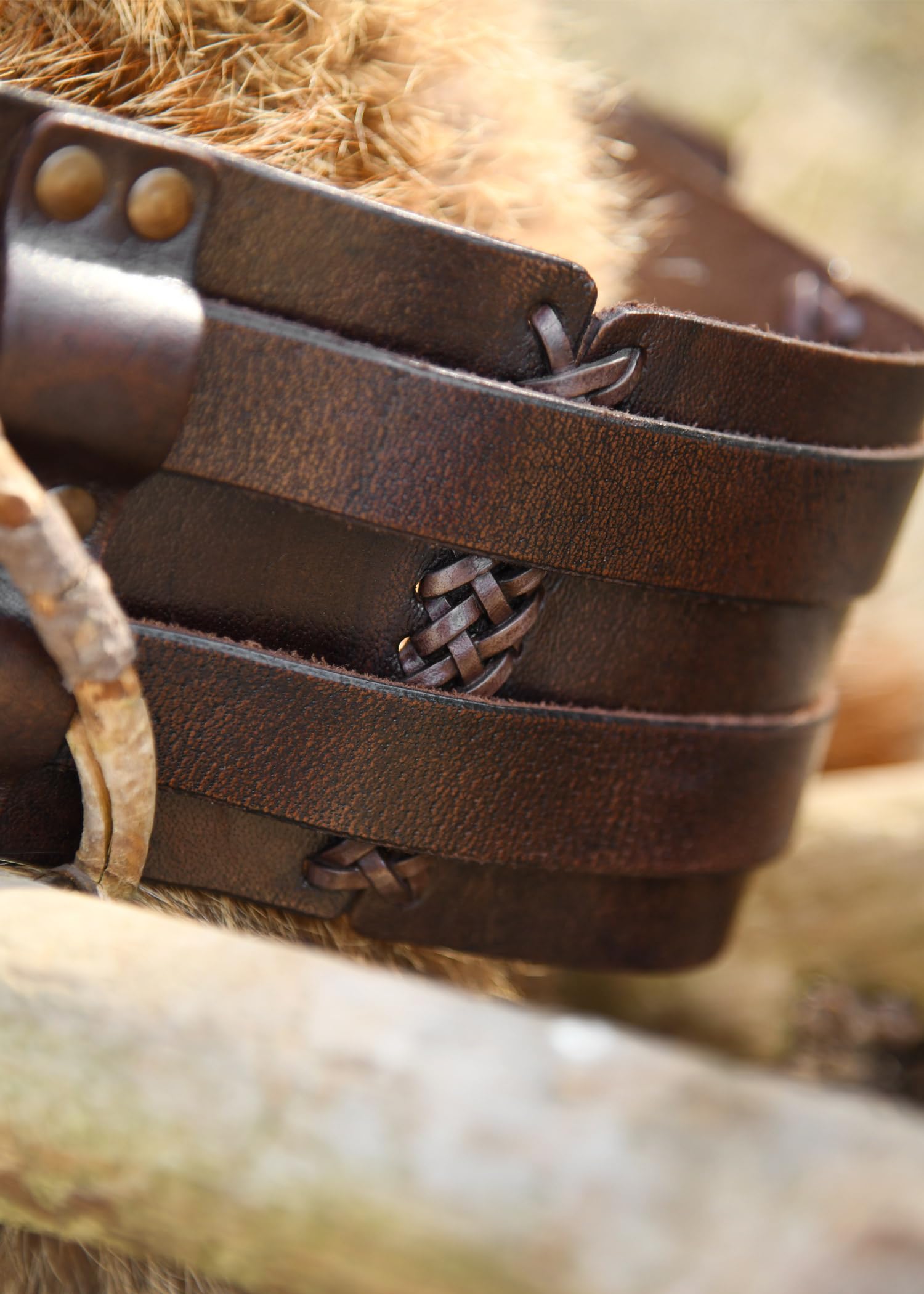 Ulfberth Breiter Ledergürtel, Unisex Doppelgürtel aus Leder | Damen & Herren, Breiter Gürtel, Mittelalter, Wikinger, Langgürtel, LARP, Reenactment, Pirat, Fantasy Cosplay