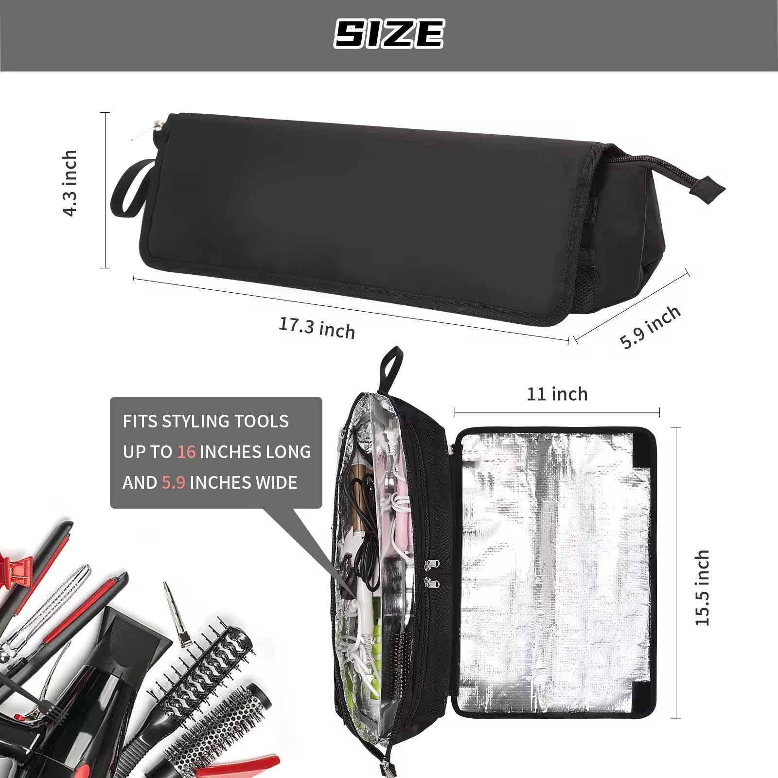 Coslifestore Hot Hair Tools Travel Pouch with Heat Resistant Mat 2