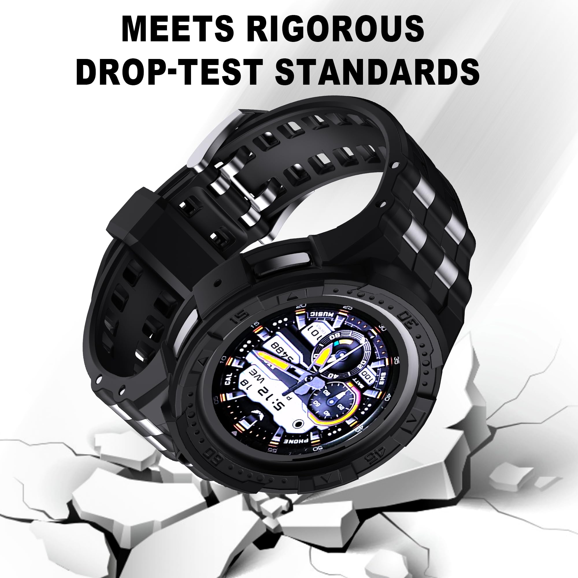 Etui kompatybilne z Samsung Galaxy Watch 5 Pro Band z etui do Galaxy 5 Pro 45 mm 2022 męskie, czarne