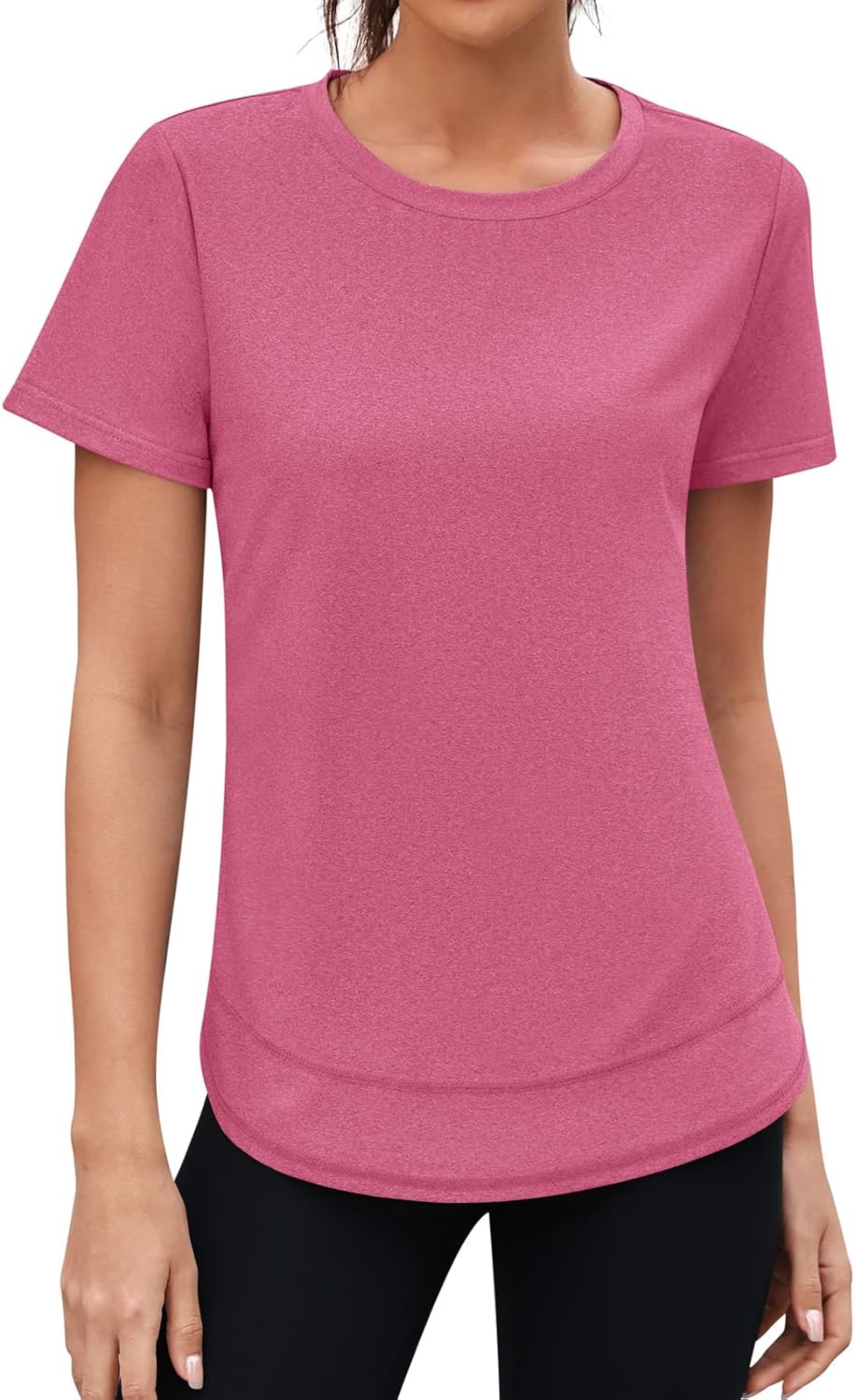 Womens Workout Tops Short Sleeve Crewneck Sports Yoga Running Shirts Quick Dry Outfits S-3XL - Image 2