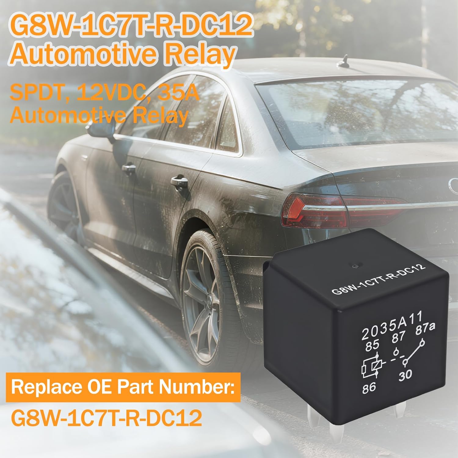 G8W-1C7T-R-DC12 Automotive Relay (Pack of 2) - 12VDC 35A 5-Pin SPDT Relay for Automotive Electrical Systems