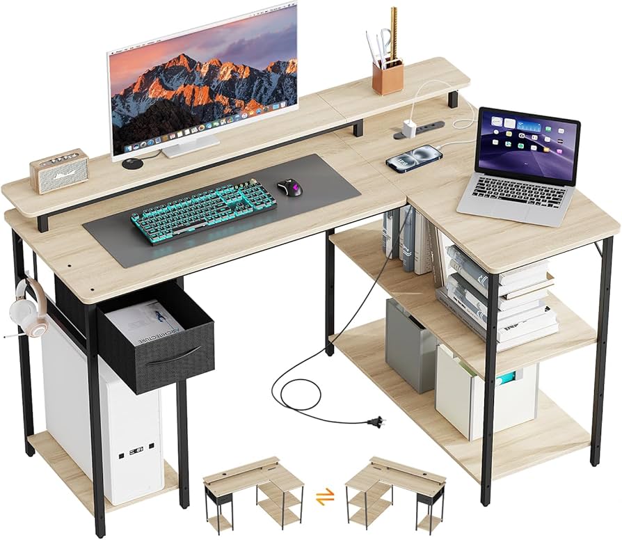 パソコンデスク L字デスク モニター台付き 幅117×奥行80×高さ74cm パソコンデスク L字デスク モニター台付き 幅117×奥行80×高さ74cm