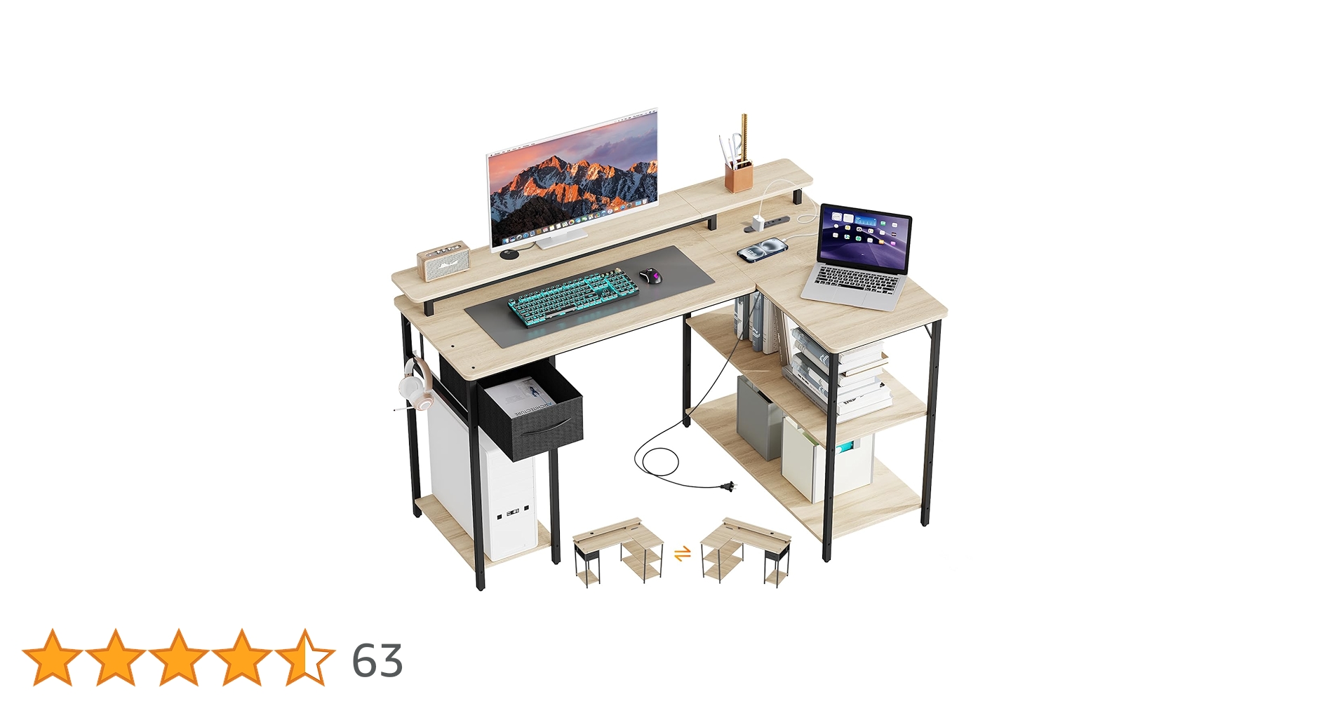 Amazon | VARNIC ゲーミングデスク パソコンデスク L字型 左右組み替え