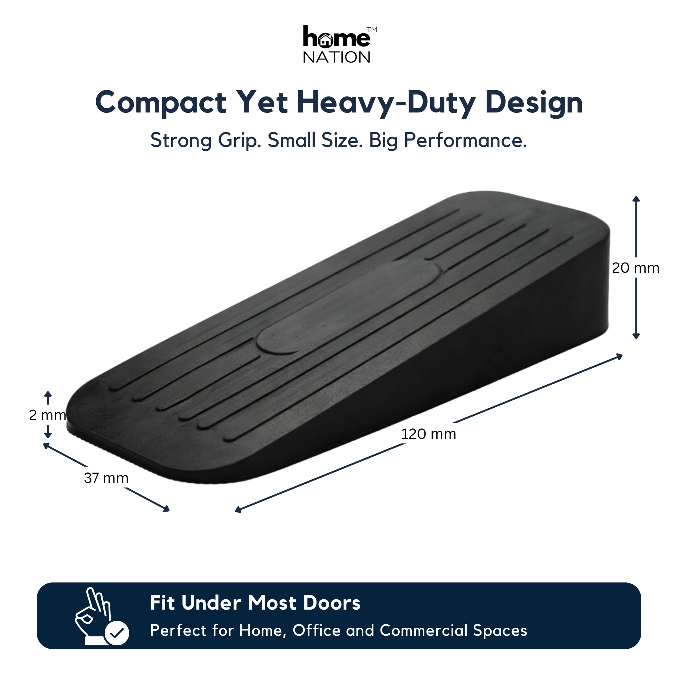 Door Stopper for Home, Heavy Duty Rubber Door Stopper, Non Slip Door Wedge for Main Door, Strong Grip on Tile, Marble, Carpet & Cement Floors, Black, Pack of 2 — Amazon image 5