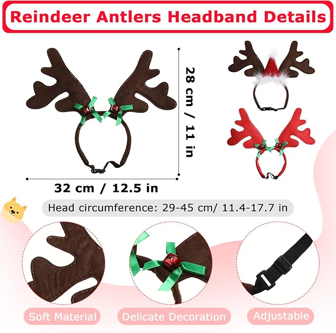 6 Piezas Disfraz de Reno para Perro Navidad miniatura 3