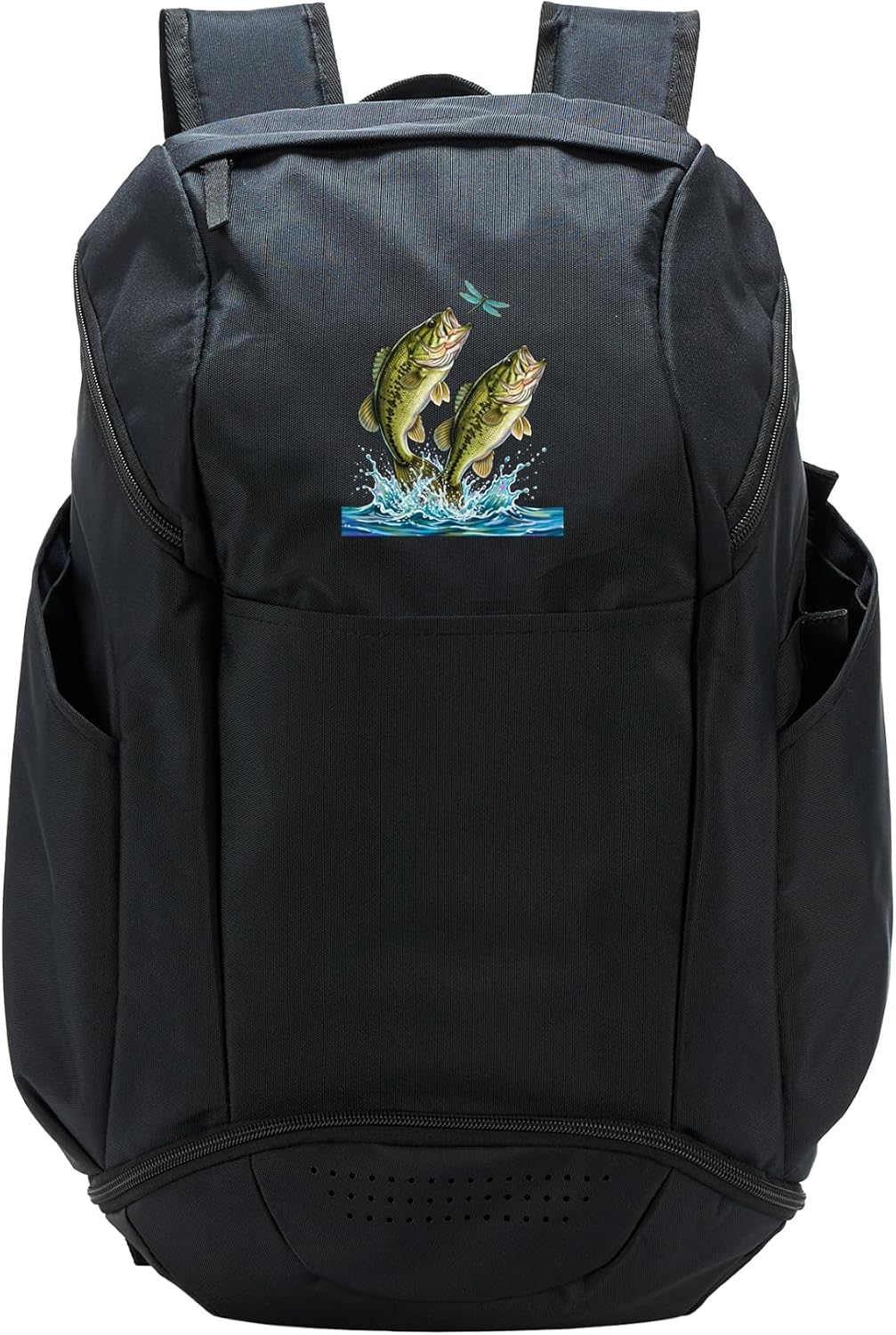 Largemouth Bass Jumping Dragonfly Topwater Angler Fishing Sport Backpack