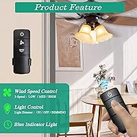 Vista 2 de Hampton Bay Universal 3-Speed Ceiling Fan Remote Control Kit Replacement for Hampton Bay Home Decorators Collection Hunter - Walk Away Time Delay