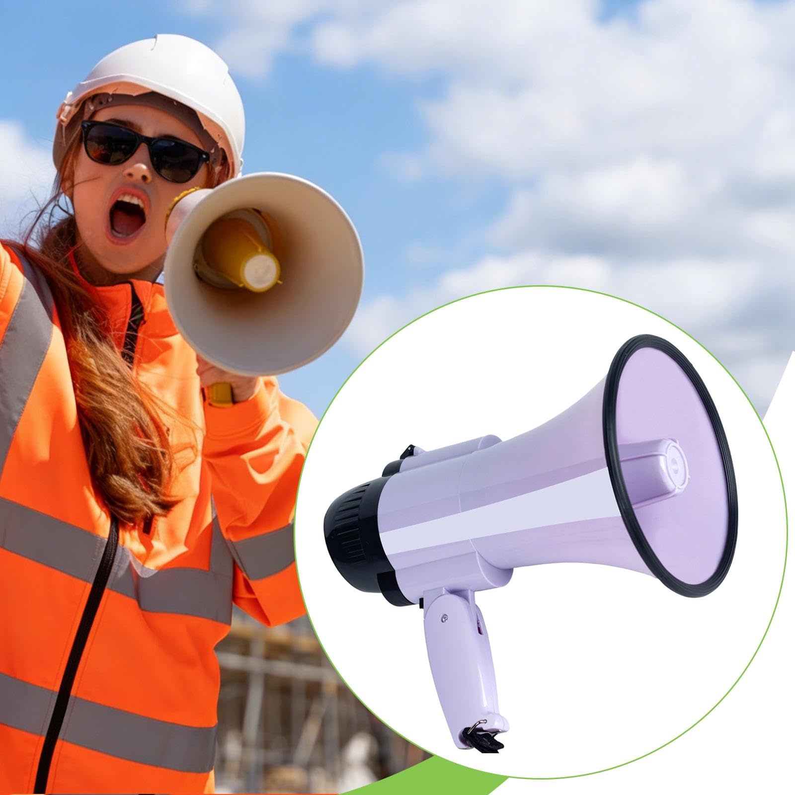 Altavoz Megáfono Portátil con Asa de Mano, Multifuncional, 30 W, Potente para Y Actividades.