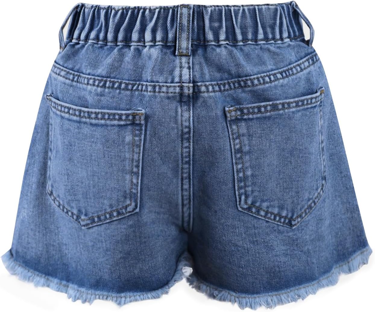 Girls Jean Shorts Pearl Bownot Ripped Distressed Cute Straight Leg Denim Shorts