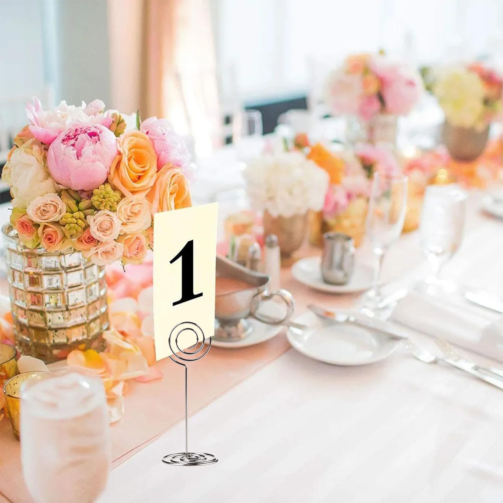 25-Piece Tall Table Number & Card Holders - 3 Sizes (50mm, 85mm, 220mm) Metal Stands For Weddings, Events - View #4