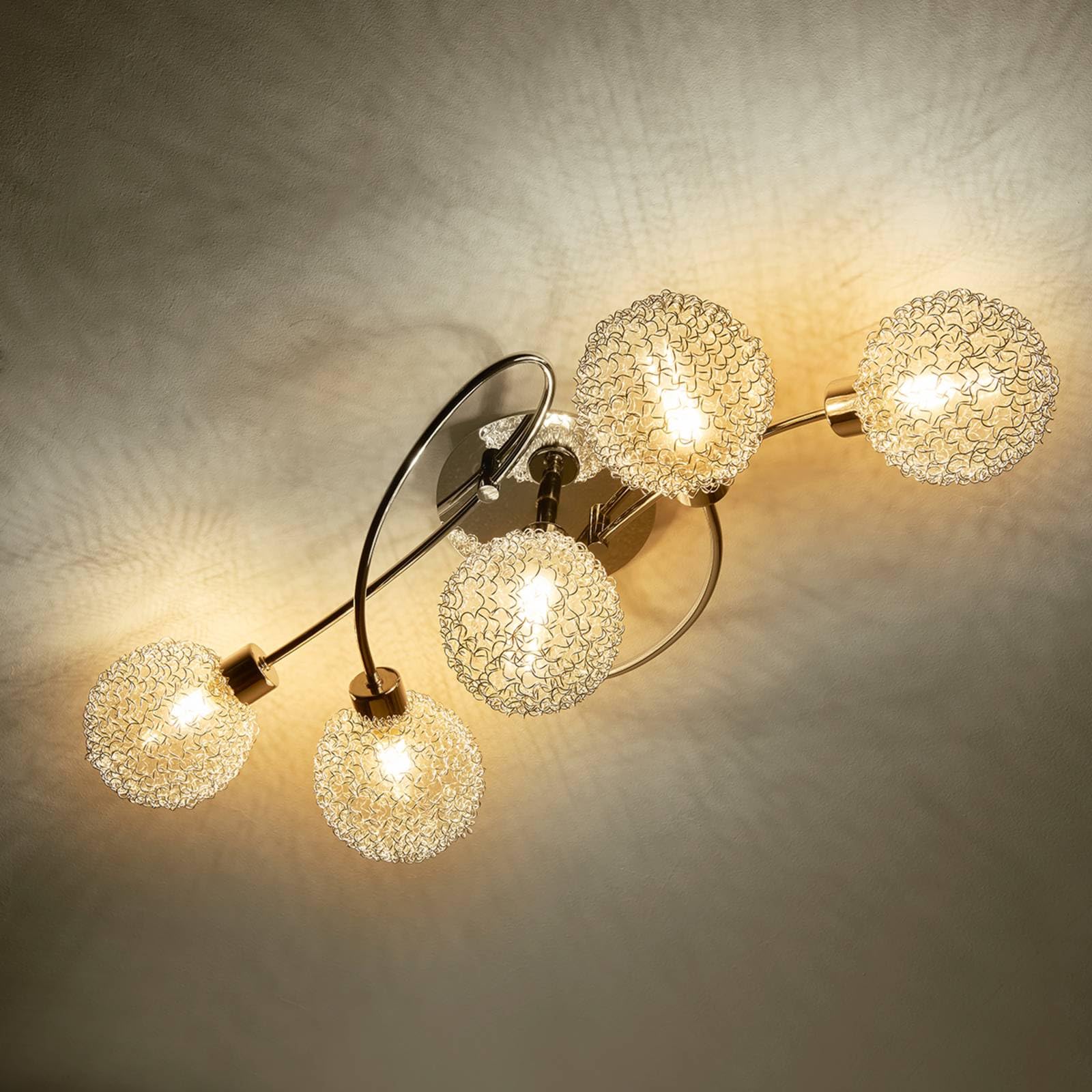 Lindby Deckenlampe Ticino (Modern) in Chrom aus Metall (5 flammig, G9) - Deckenleuchte Lampe Flurleuchte