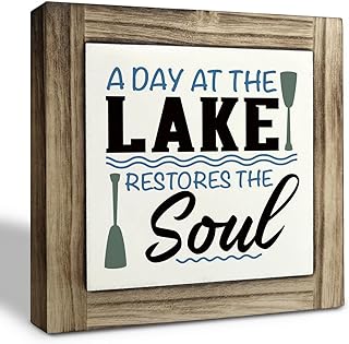 Lake Wood Plaque Sign, A Day at the Lake Restores the Soul, Box Wooden Plaques Desk Décor, Lake Life Signs, House Tabletop Decoration, Signs for Home Decor Shelf